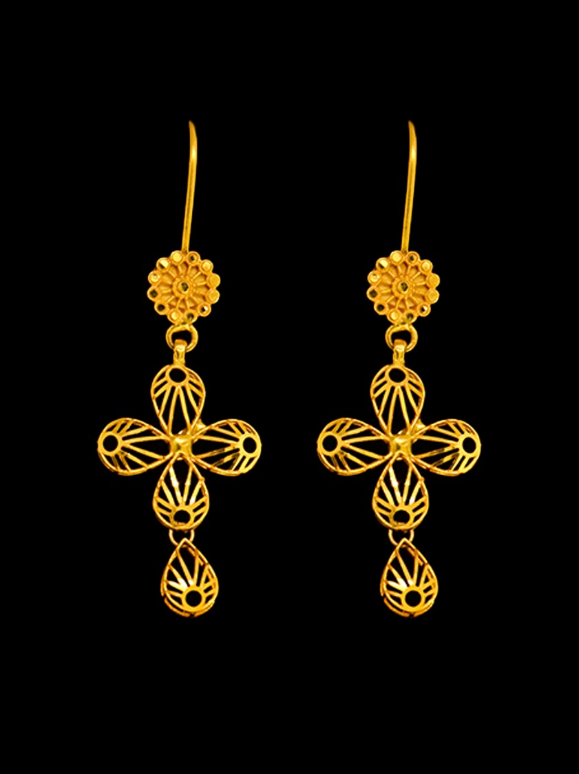 21K Gold Drop Earrings - SW12874